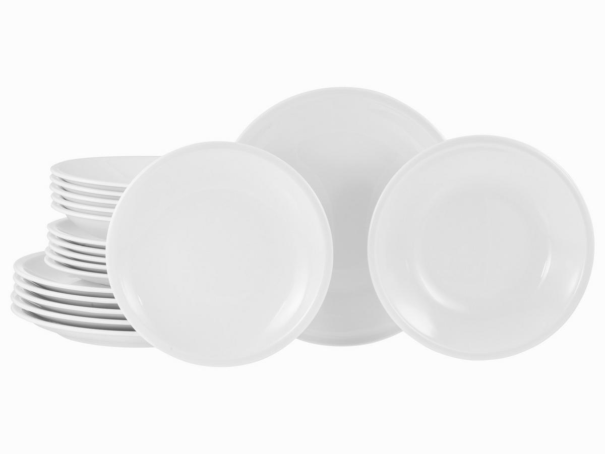 Kombiservice Milano 18-Tlg. Keramik, Weiß - Weiß, Basics, Keramik - Creatable