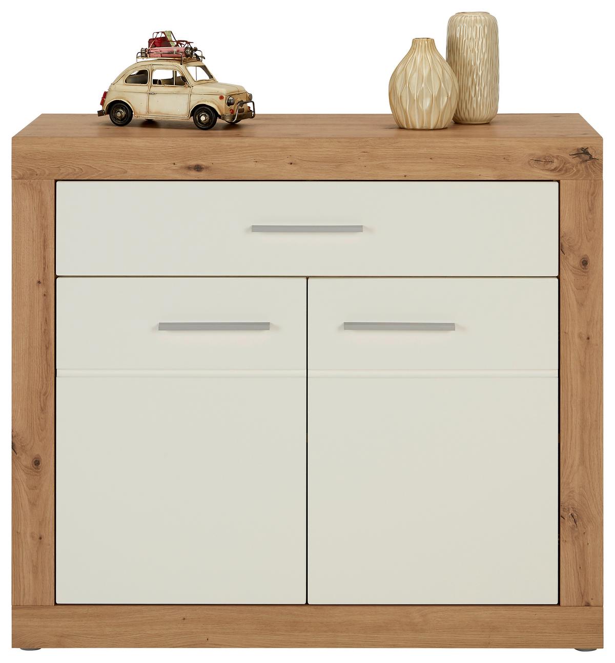 KOMODA MALTA  -EXKLUSIV- - bílá/barvy dubu, Konvenční, kompozitní dřevo/plast (97/86/40cm) - Mömax