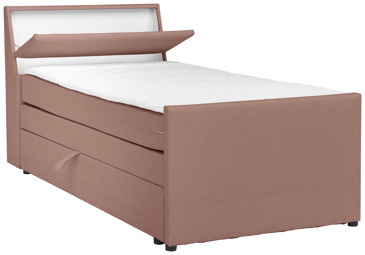 Boxspringbett Mit Bettkasten Nida 100x200 Cm Altrosa - Altrosa/Schwarz, MODERN, Holz/Textil (100/200cm) - MID.YOU