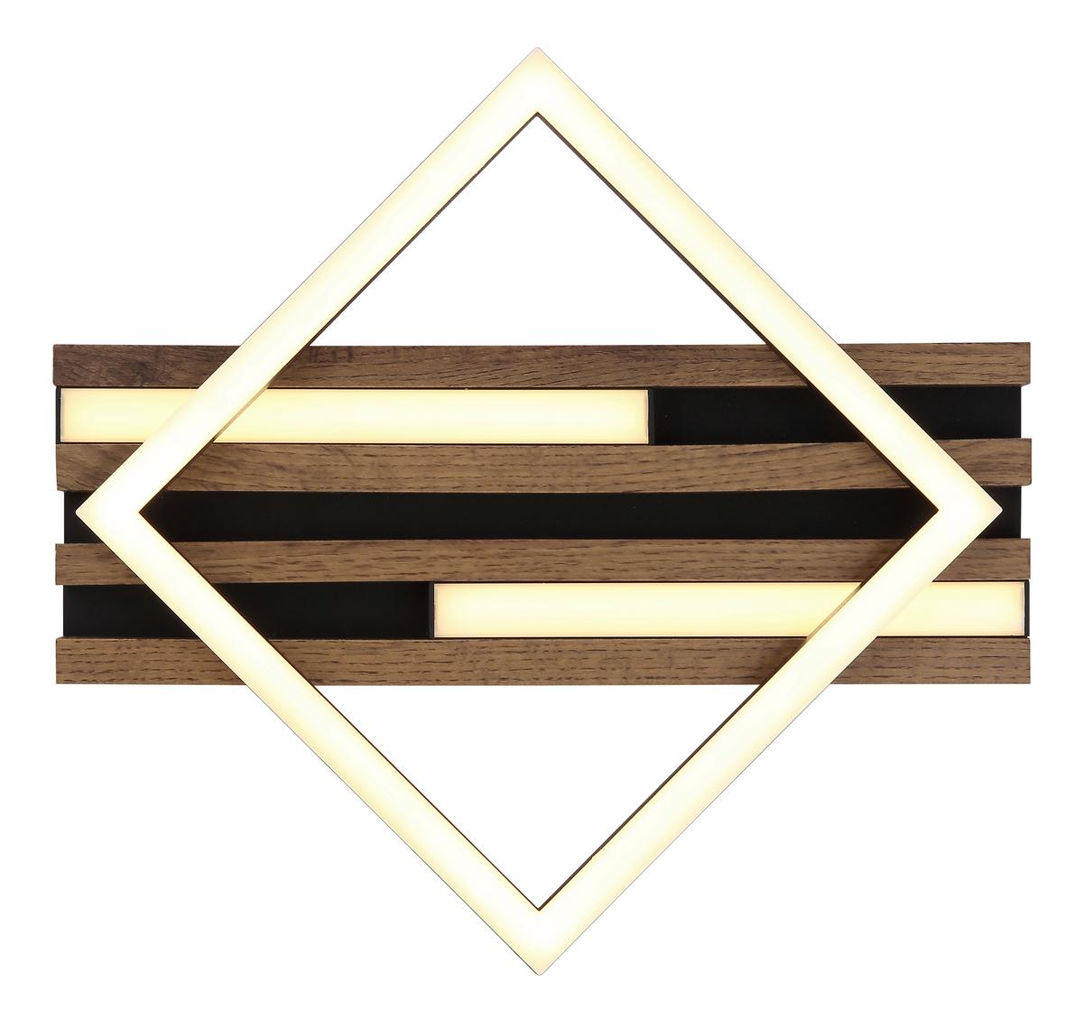 LED-Deckenleuchte 67344d Obrien - Dunkelbraun/Schwarz, Natur, Holzwerkstoff/Kunststoff (33/31/7,5cm) - Globo