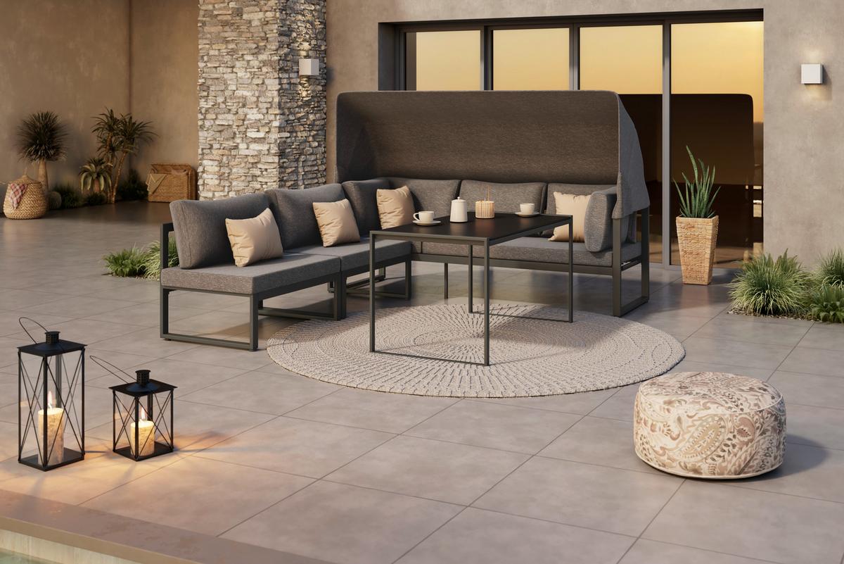 Lounge Garnitúra Lagos - antracit/szürke, Modern, textil/fa - Beldano