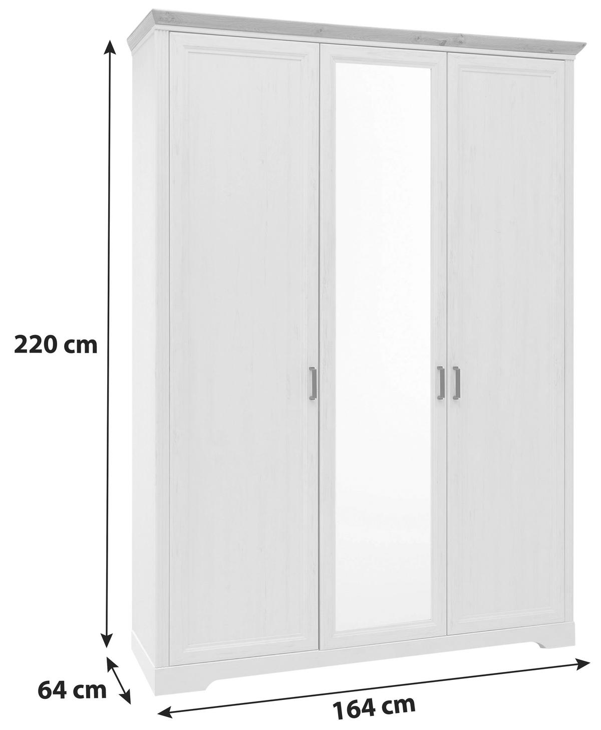 Drehtürenschrank Mit Spiegel 164 Cm Jasmin Ii Weiß/eiche - Weiß/Eiche Artisan, LIFESTYLE, Holzwerkstoff (164/220/64cm)