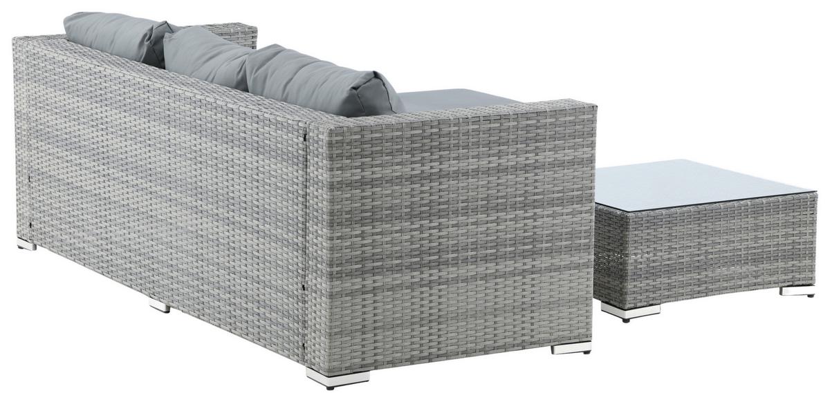 Loungegarnitur 2-Tlg Rotterdam Metall/Kunststoff/Glas +kissen - Grau, KONVENTIONELL, Glas/Kunststoff - Gardenson