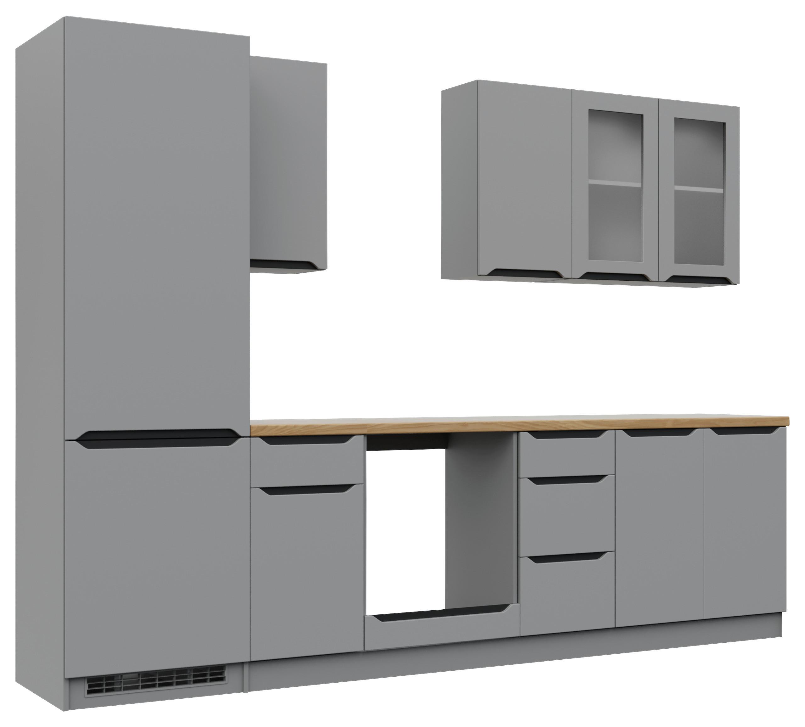 Küchenblock Graphite Matt - Eichefarben/Graphitfarben, Basics, Glas/Holzwerkstoff (280/210/60cm) - MID.YOU
