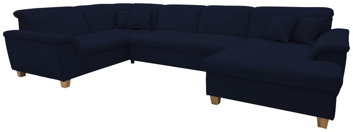 Wohnlandschaft Franzi Blau Mikrofaser - Eichefarben/Dunkelblau, KONVENTIONELL, Textil (206/344/162cm) - MID.YOU