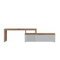 Tv-elem Manilla - világosszürke/tölgyfa, Trend, faalapú anyag (160-254/64,2/40cm)