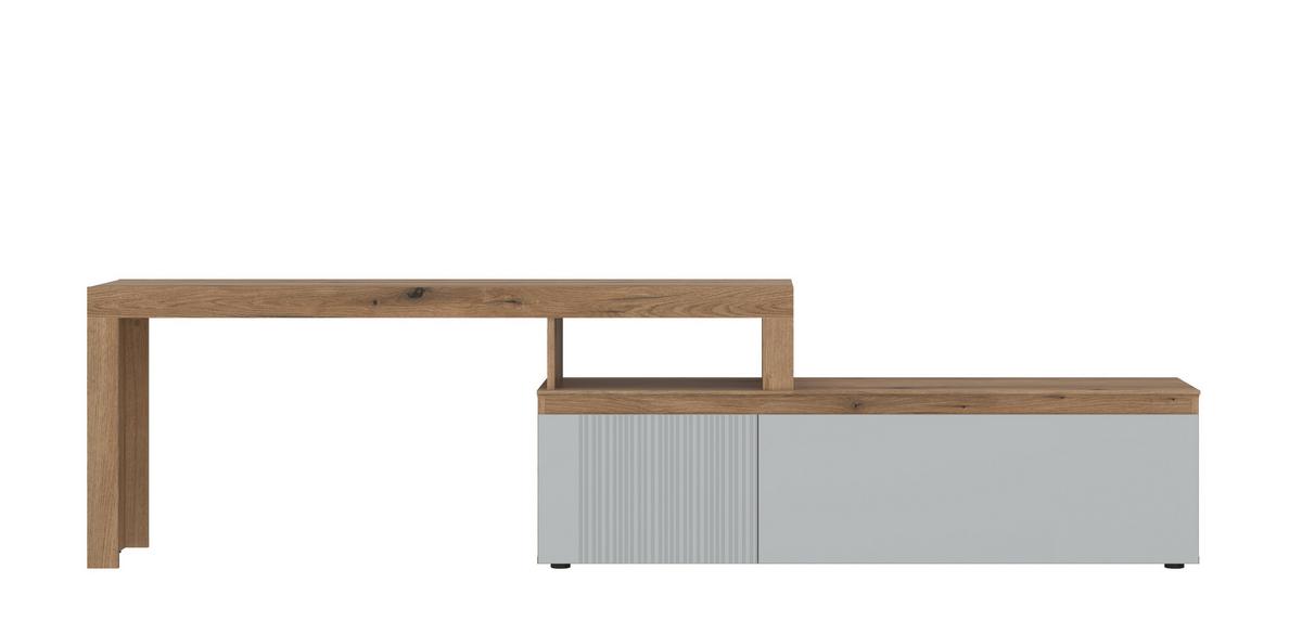 Tv-elem Manilla - világosszürke/tölgyfa, Trend, faalapú anyag (160-254/64,2/40cm)