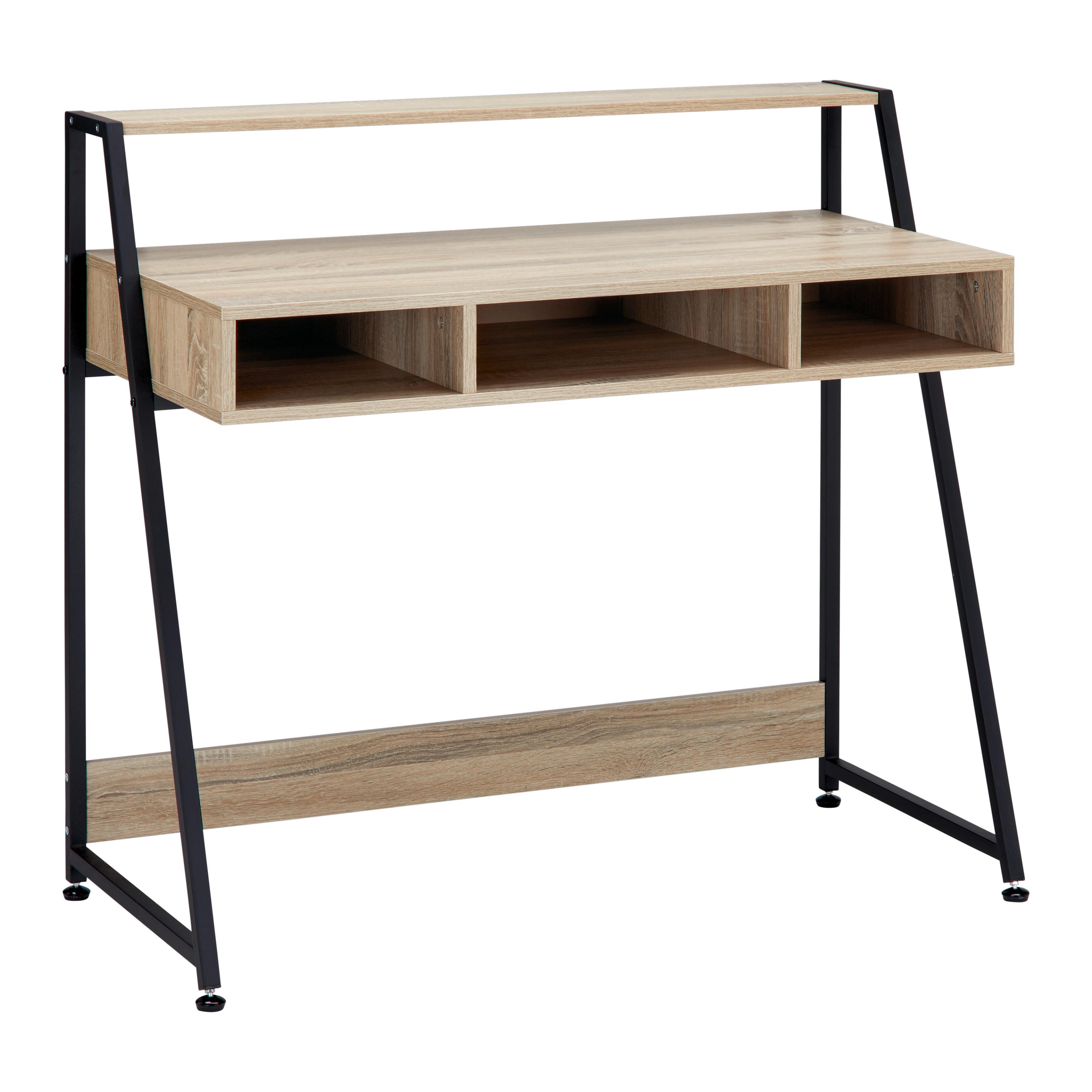 Psací stůl DENIS - černá/barvy dubu, Moderní, kov/dřevo (100/48/94cm) - Bessagi Home