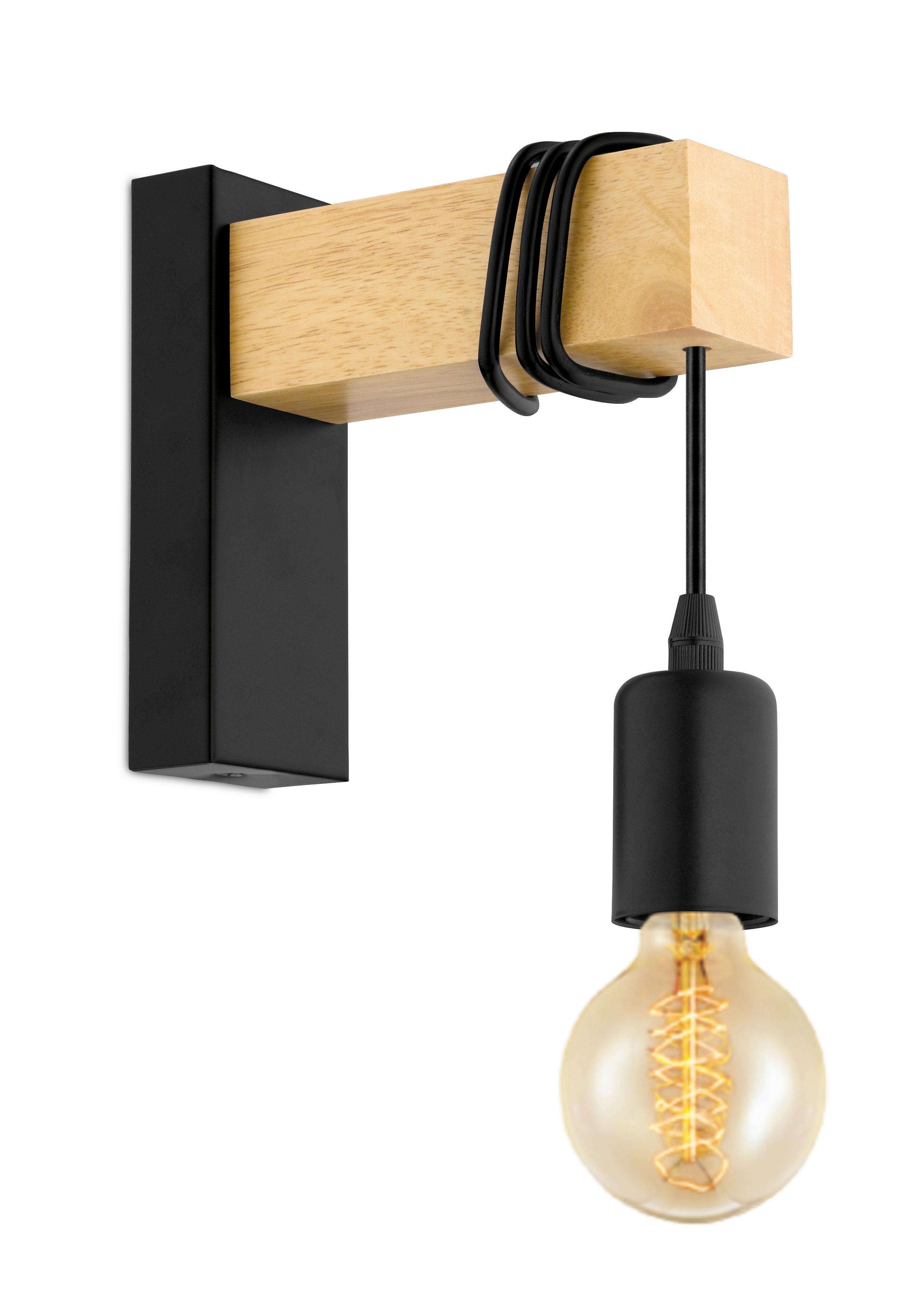 NÁSTĚNNÉ SVÍTIDLO TOWNSHEND - černá/hnědá, Trend, kov/dřevo (6,5/21,5cm)