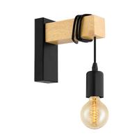 NÁSTĚNNÉ SVÍTIDLO TOWNSHEND - černá/hnědá, Trend, kov/dřevo (6,5/21,5cm)
