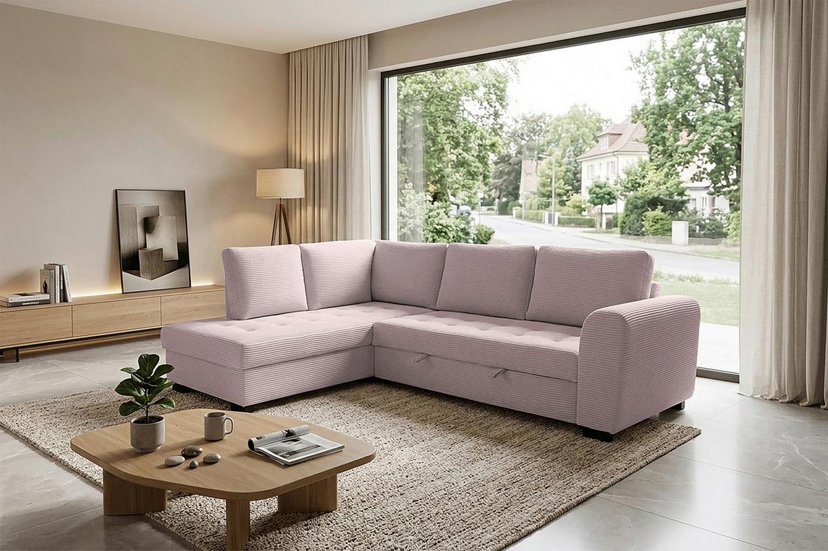 Ecksofa John Rosa S: 178x239 Cm - Schwarz/Rosa, Trend, Textil (178/239cm)