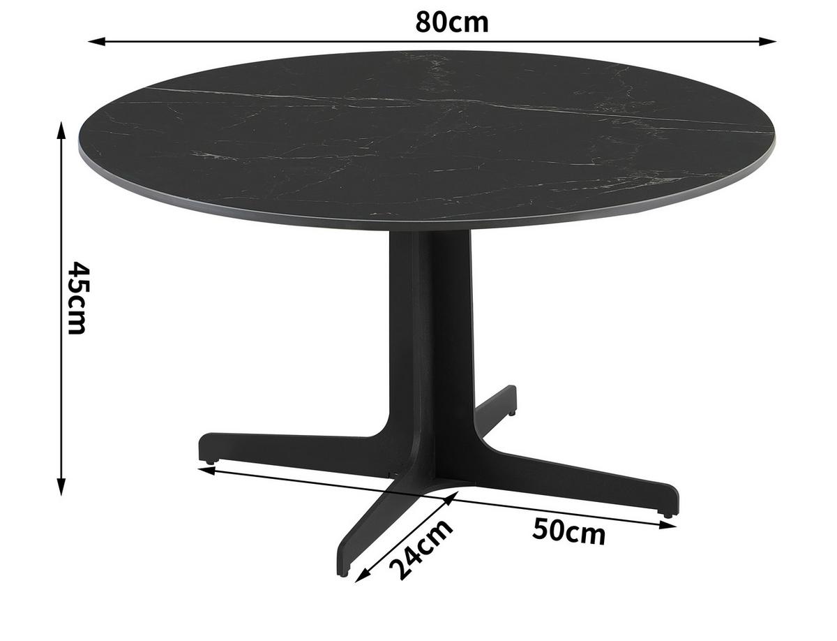 Couchtisch Black Pearl 3 - Schwarz, MODERN, Keramik/Metall (80/45/80cm)