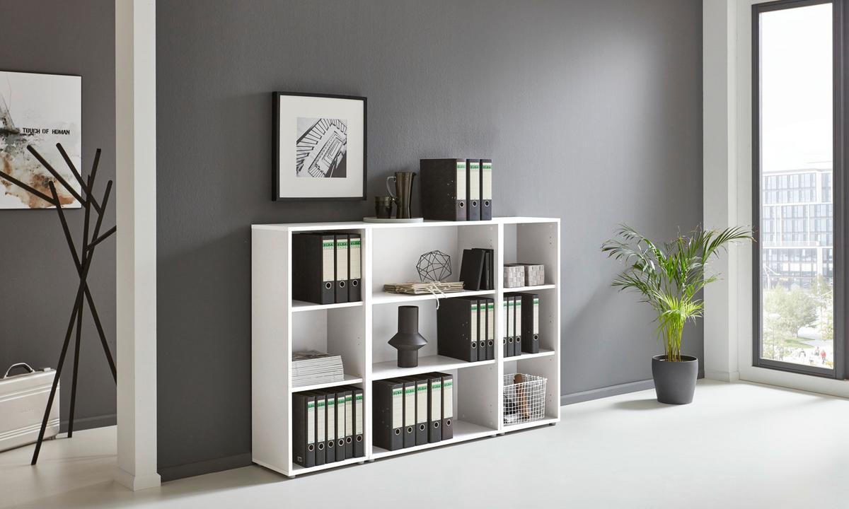 Aktenregal Weiß B: 44,1cm - Silberfarben/Weiß, MODERN, Holzwerkstoff (44,1/113,6/33cm) - MID.YOU