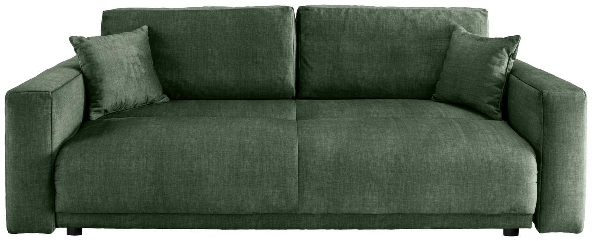 Schlafsofa Longo, Dunkelgrün B: 245 Cm - Dunkelgrün/Schwarz, MODERN, Textil (245/86/126cm) - Livetastic