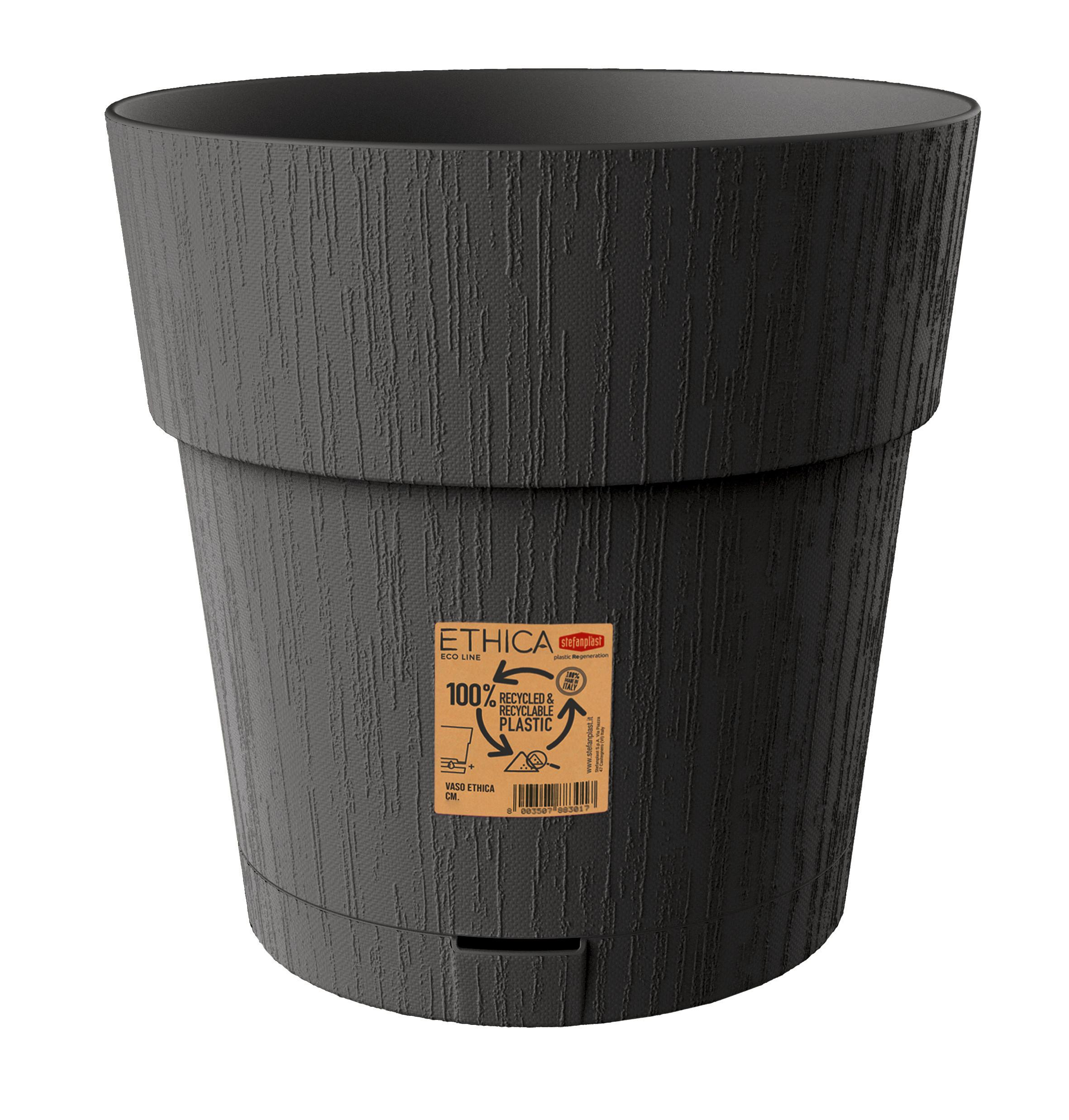Műanyag Kaspó Ethica - sötétszürke, Basics, műanyag (30cm)