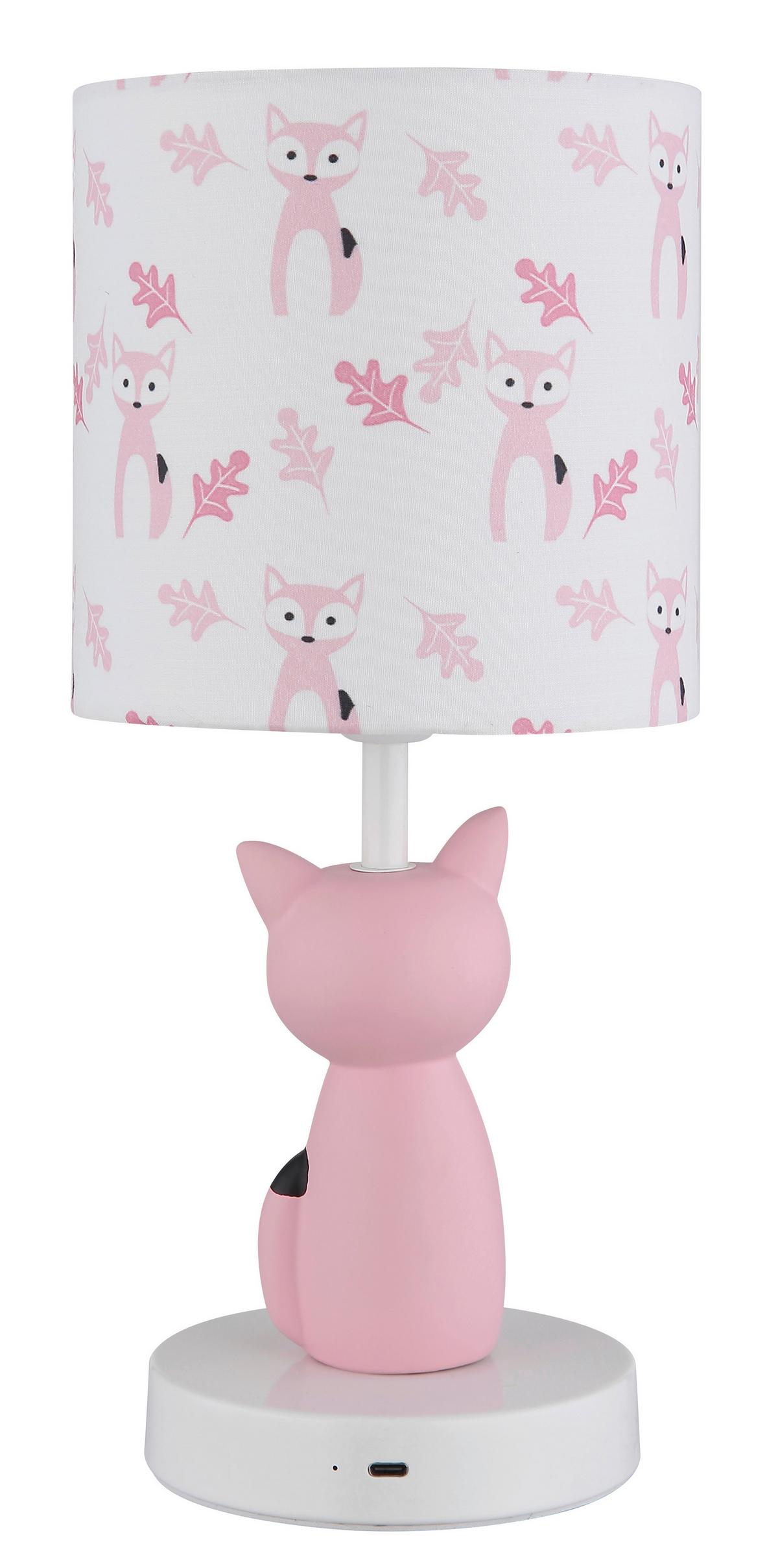 LED-Tischleuchte Foxy Weiß Pink D: 15 cm - Pink/Weiß, Trend, Keramik/Kunststoff (15/33,5cm) - Globo