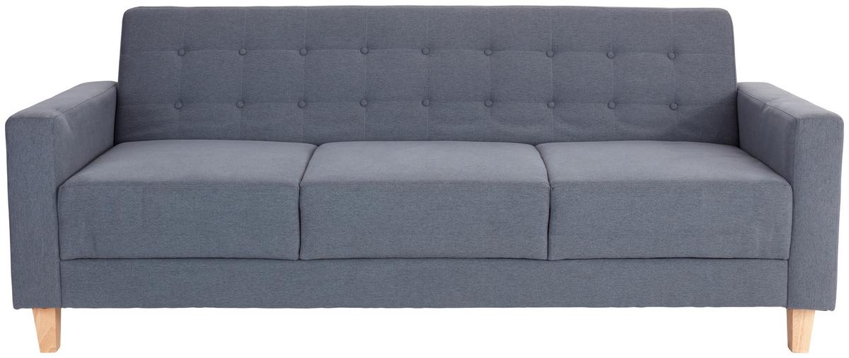 3-sitzer-sofa Mit Schlaffunktion Levi Grau - Naturfarben/Grau, MODERN, Holz/Textil (208/85/88cm) - Ondega