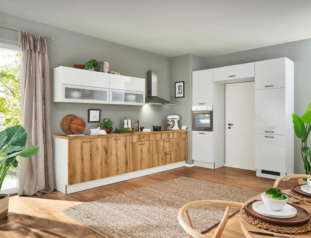 Einbauküchen Pn 220/100 Frei Planbar Modernes Design - Eichefarben, Holzwerkstoff - Pino