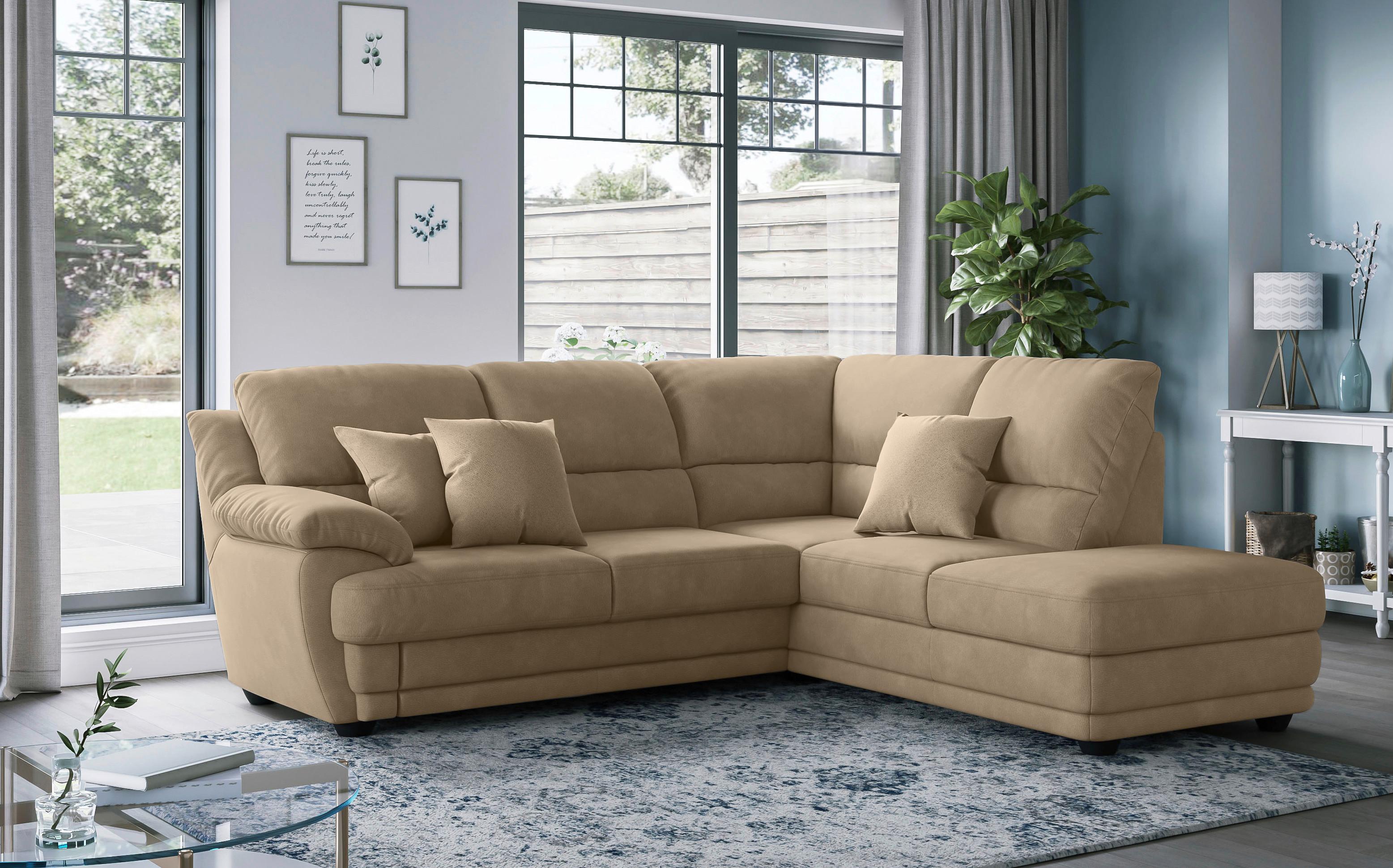 Ecksofa Nebolo Sandfarben S. 245x225cm - Sandfarben, Design, Textil (245/225cm) - Livetastic