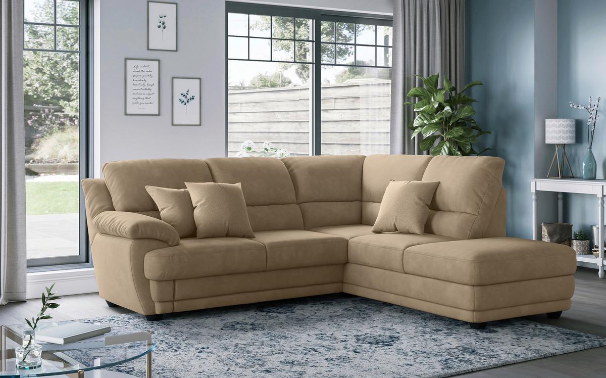 Ecksofa Nebolo Sandfarben S. 245x225cm - Sandfarben, Design, Textil (245/225cm) - Livetastic