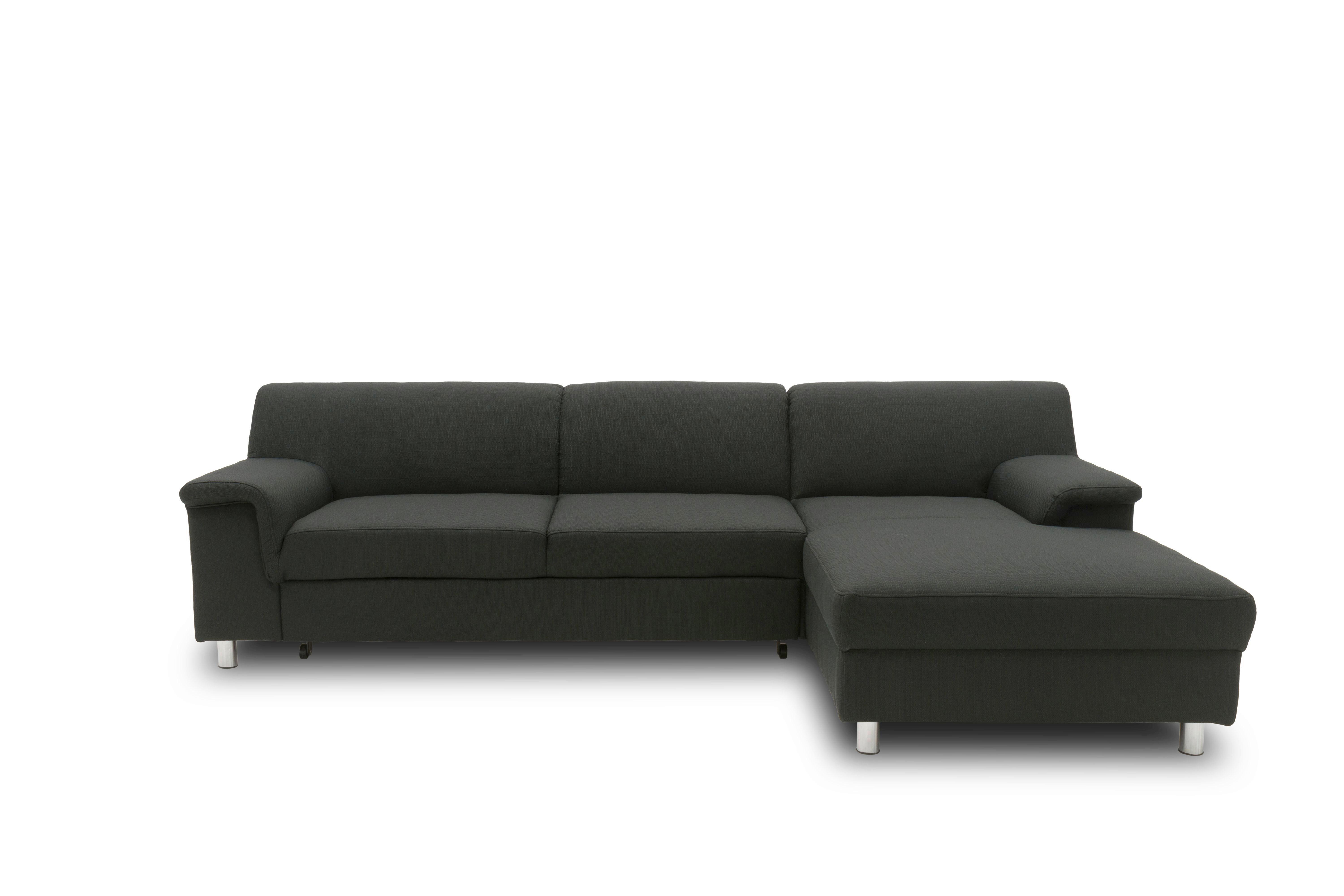 Ecksofa Jamie Rücken Echt Schwarz Webstoff - Chromfarben/Schwarz, KONVENTIONELL, Textil (251/150cm) - MID.YOU