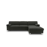 Ecksofa Jamie Rücken Echt Schwarz Webstoff - Chromfarben/Schwarz, KONVENTIONELL, Textil (251/150cm) - MID.YOU