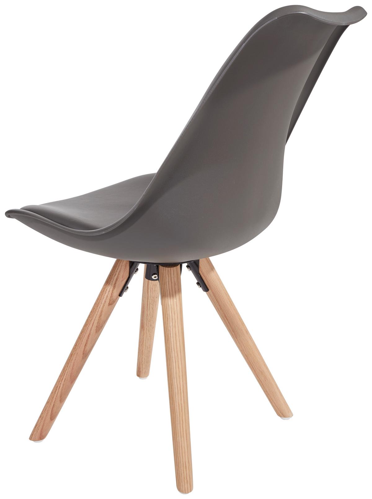 Schalenstuhl-set 4er Levi Grau Lederlook Echtholz Beine - Eichefarben/Grau, MODERN, Holz/Kunststoff (48/81/57cm) - Ondega