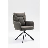 Armlehnstuhl Emine Braun Sitzfl. 180° drehbar, B: 60cm - Schwarz/Braun, KONVENTIONELL, Textil/Metall (60/92/67cm)