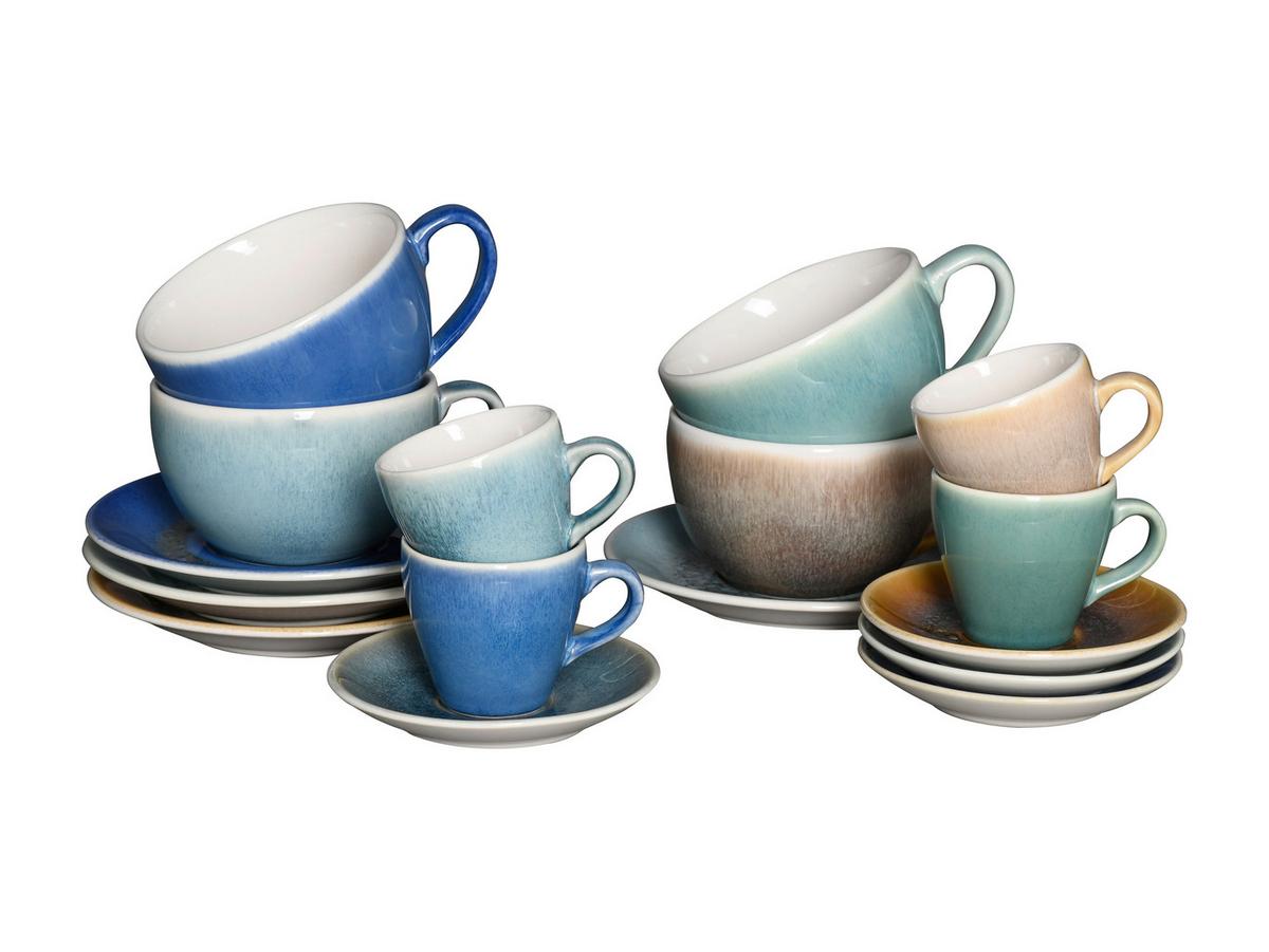 Cappuccinotasse mit Untertass Caldera Mix Multicolor - Multicolor, Basics, Keramik - Creatable