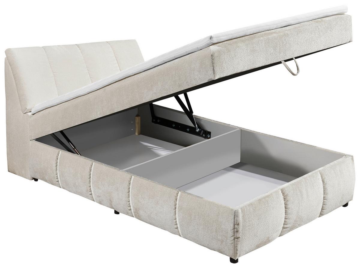 Boxbett Mit Topper+bettkasten 120x200 Cm Valencia - Beige/Schwarz, MODERN, Holzwerkstoff/Textil (120/200cm) - MID.YOU