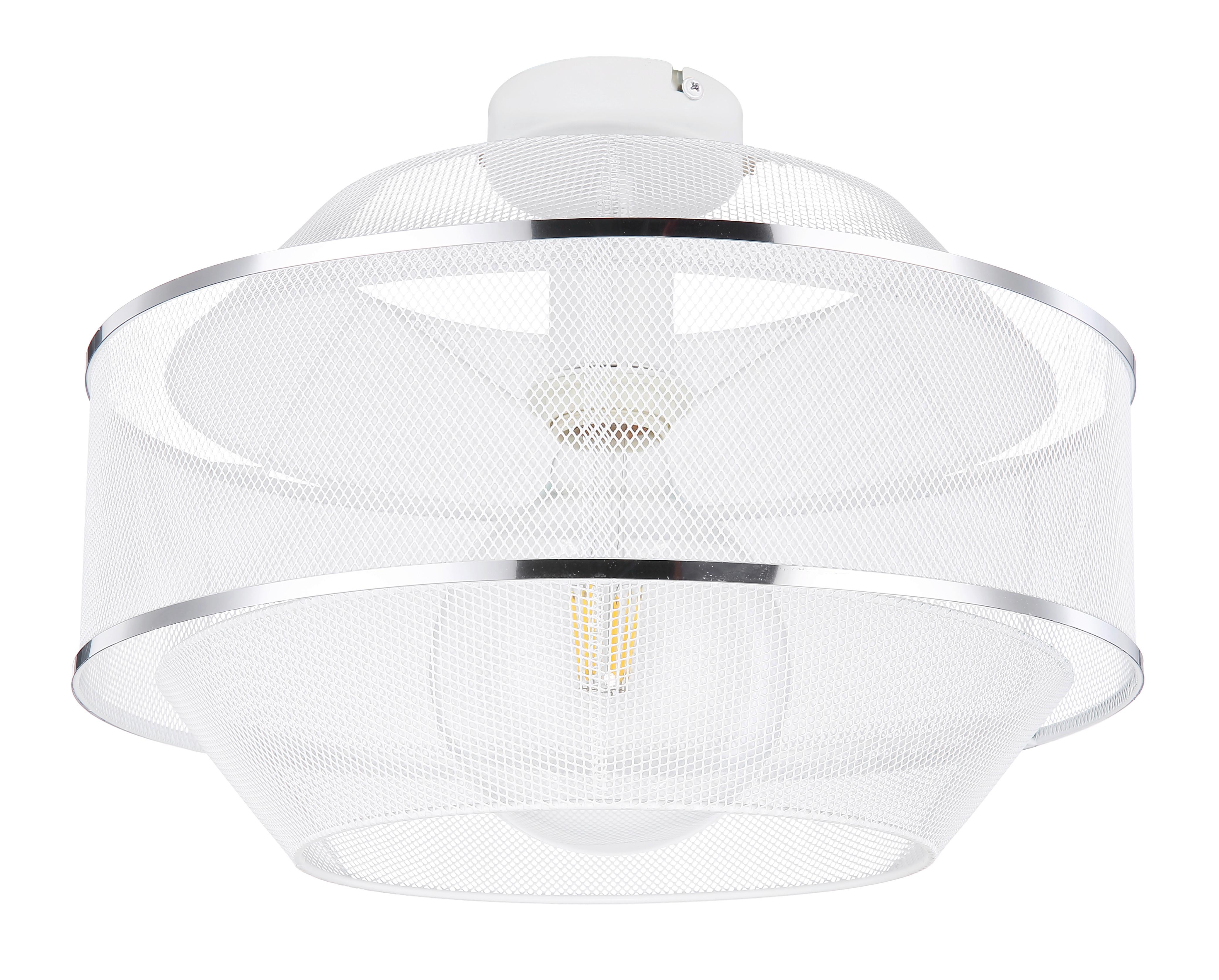 Deckenleuchte Ø 35 cm 1-Flammig - Chromfarben/Weiß, Trend, Metall (35/26cm) - Globo