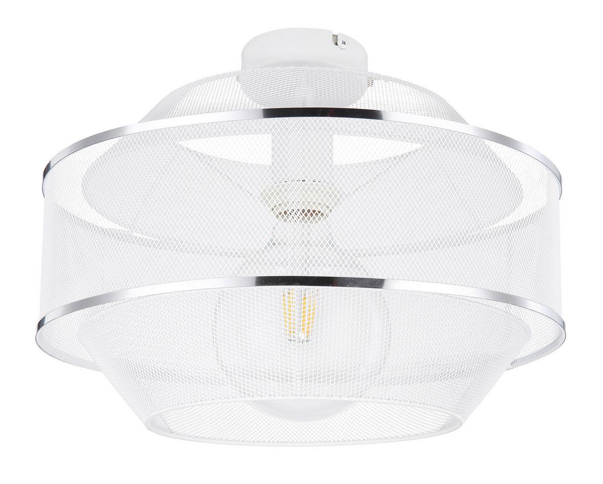 Deckenleuchte Ø 35 cm 1-Flammig - Chromfarben/Weiß, Trend, Metall (35/26cm) - Globo