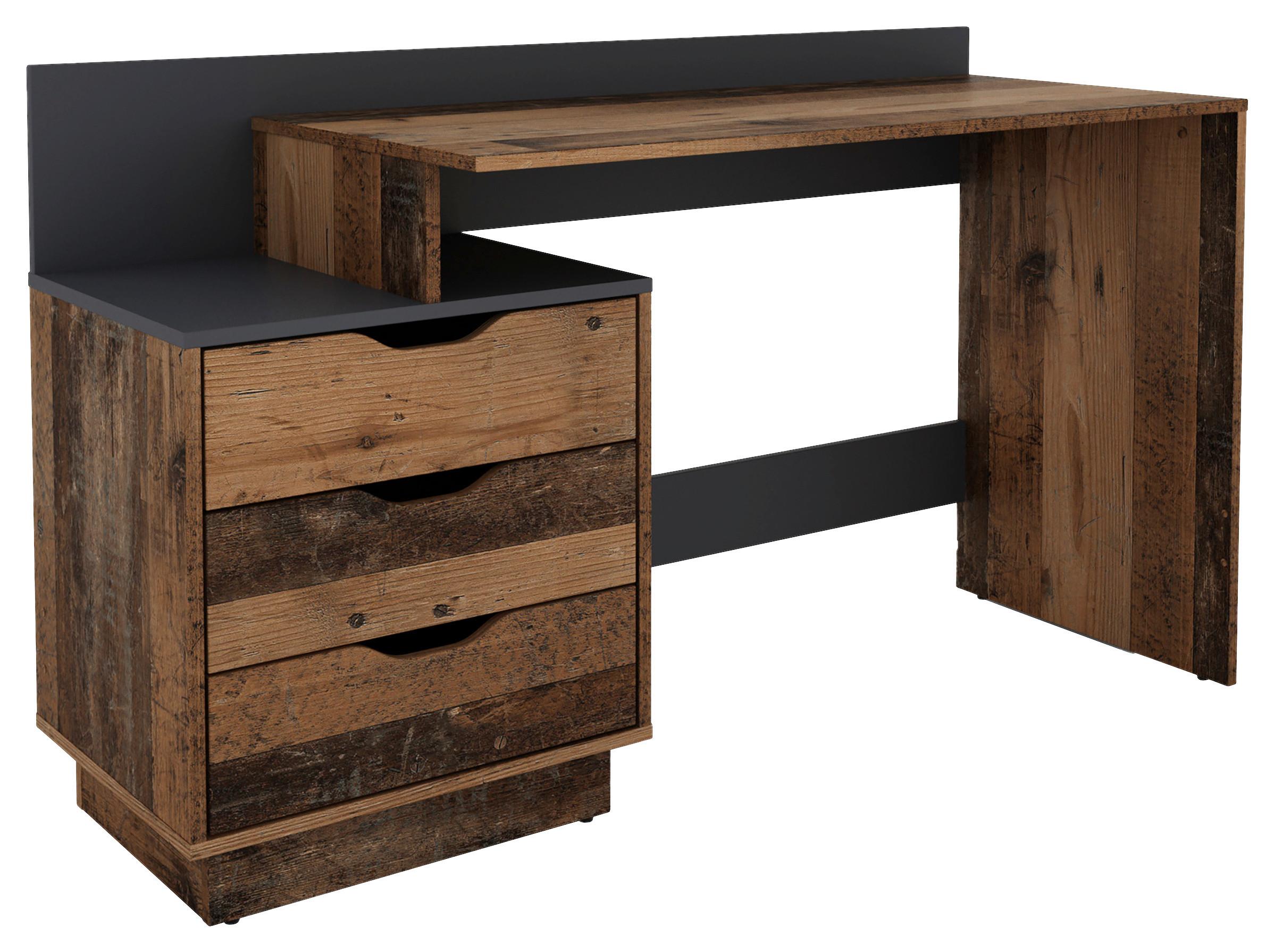 Schreibtisch Belfast - Alteiche/Anthrazit, MODERN, Holzwerkstoff (138/51,5/83,5cm) - MID.YOU