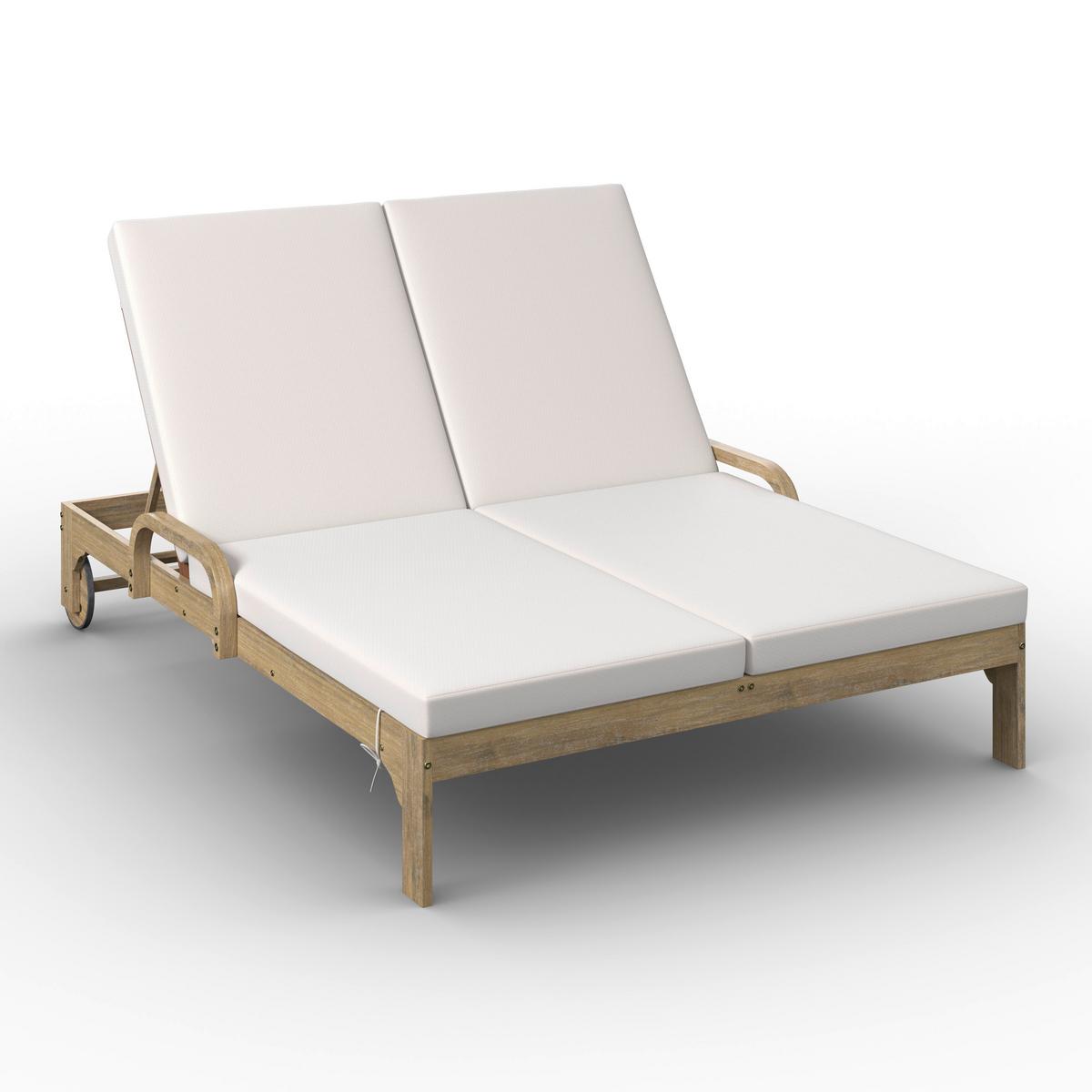 ZAHRADNÍ LEHÁTKO ELJA - šedá/barvy akácie, Moderní, dřevo/textil (195/50/150cm) - Bessagi Garden