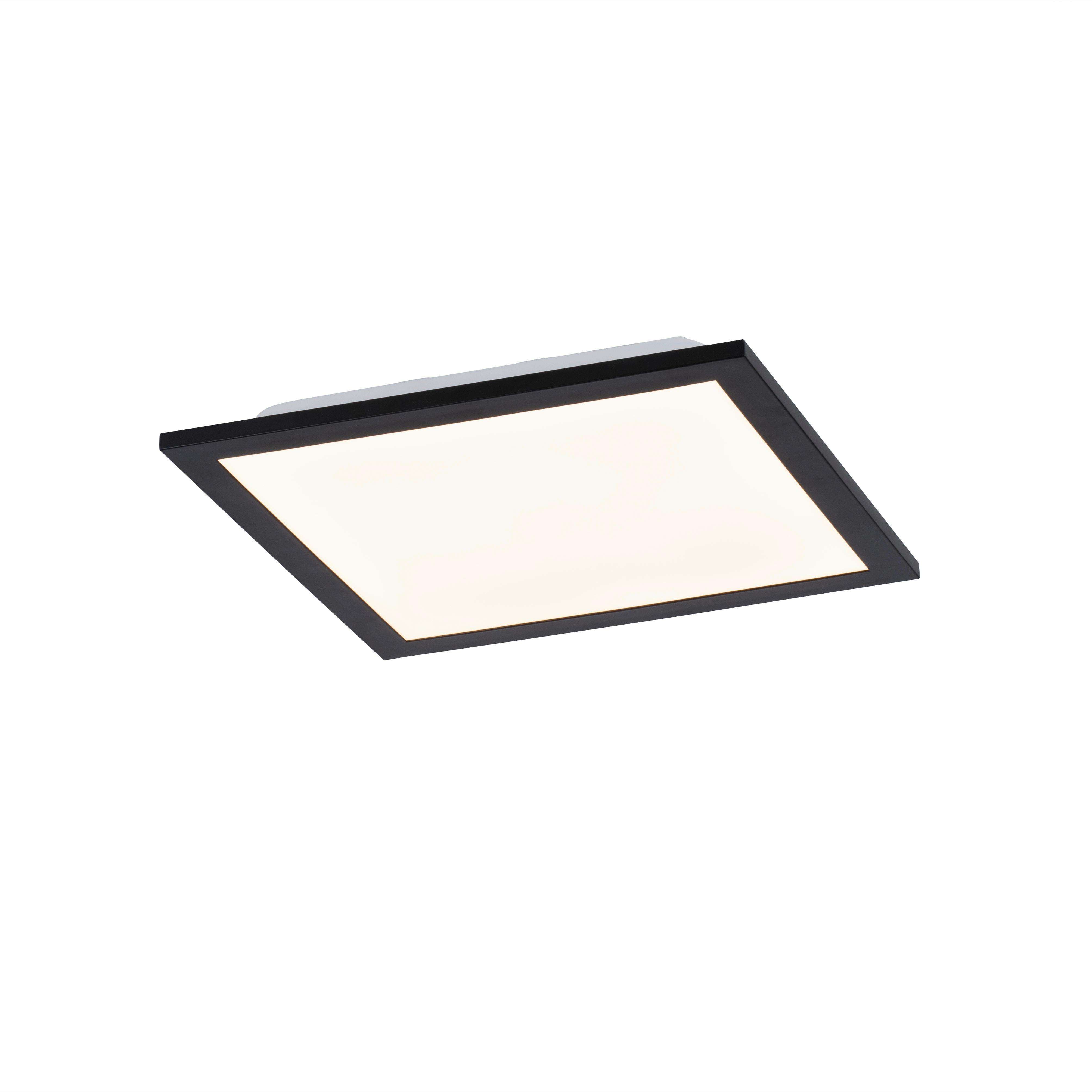 LED-Deckenleuchte Flat L: 29,5 cm Eisenrahmen Schwarz - Basics, Kunststoff/Metall (29,5/29,5/5,8cm)