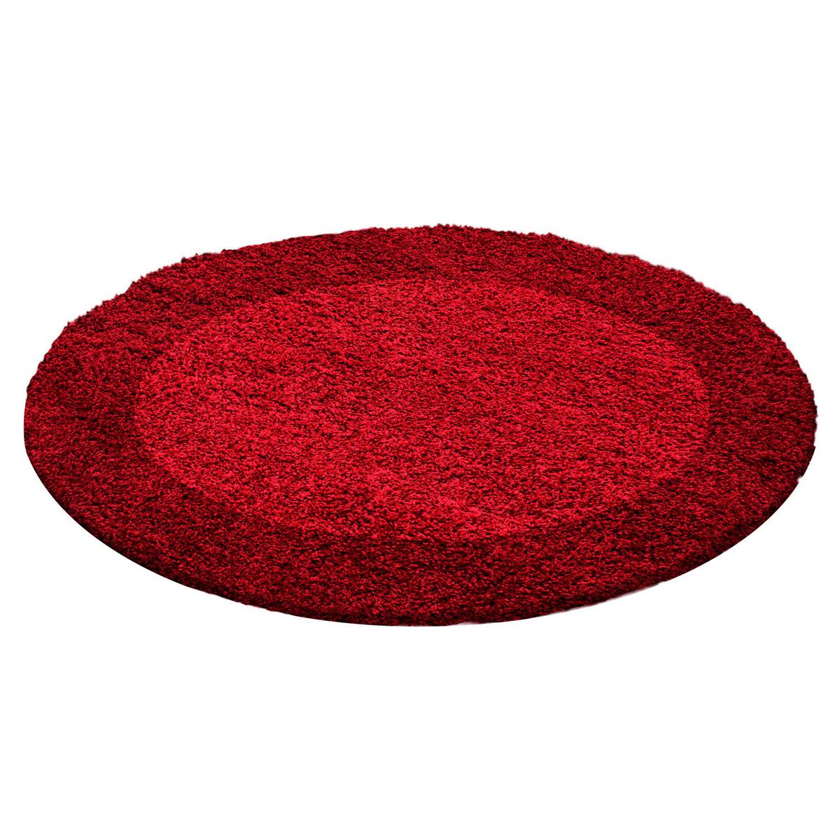 Hochflor Teppich Rot Life Rund Ø 120 cm - Hellrot/Rot, KONVENTIONELL, Textil (120cm) - Novel