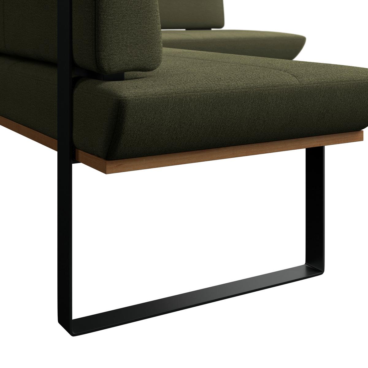 Eckbank Trisan Webstoff grün, S:245x175cm - Schwarz/Grün, MODERN, Holz/Textil (245/175cm) - James Wood