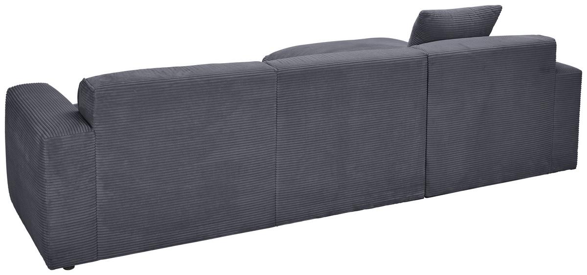Ecksofa mit Zierkissen Pearl Graphitfarben 196x303 cm - Schwarz/Graphitfarben, Design, Textil (196/303cm) - Livetastic