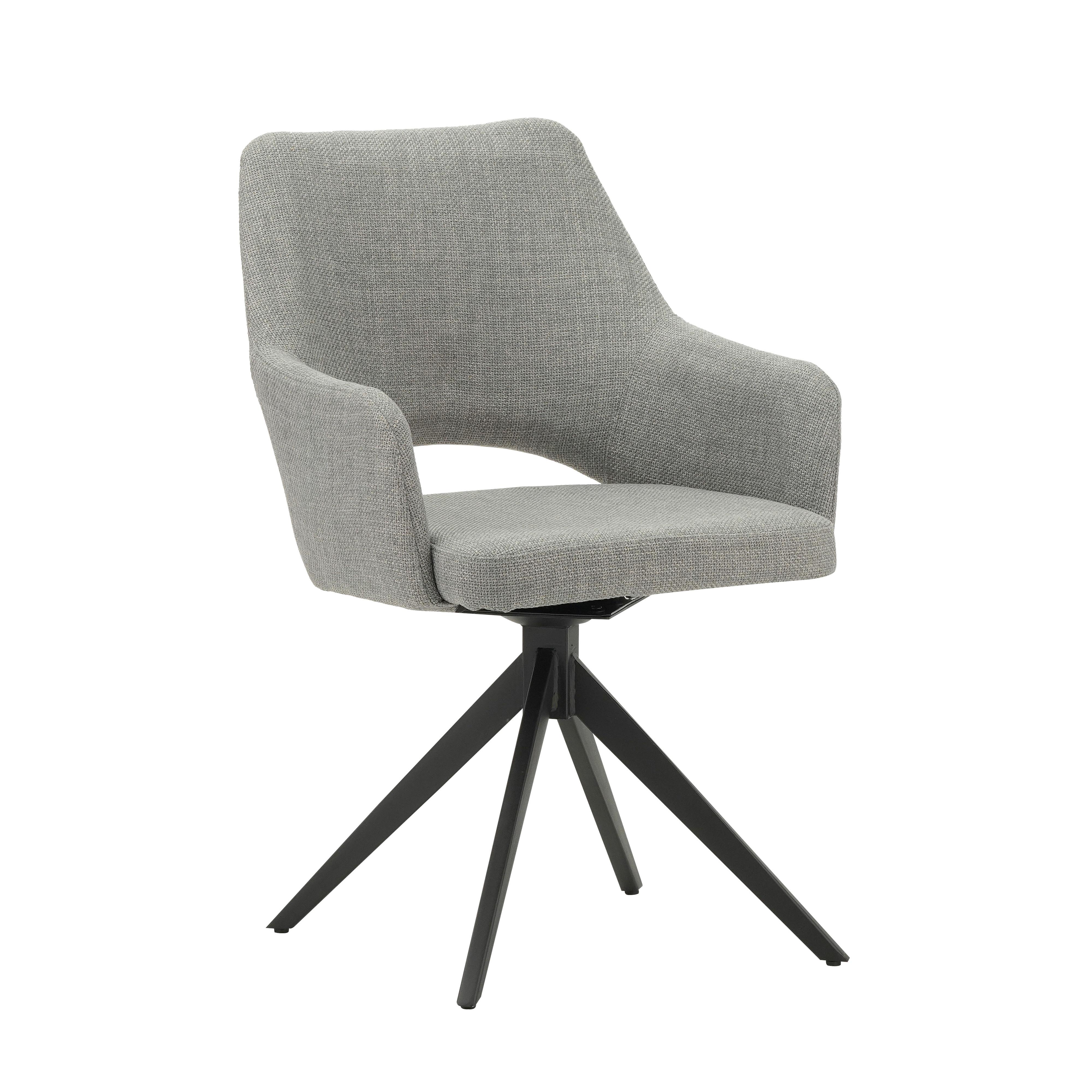 Stuhl Asher Grau, B: 54,5 cm - Schwarz/Grau, MODERN, Textil/Metall (54,5/85/61,5cm) - MID.YOU