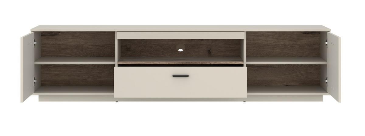 Lowboard Atico Eichefarben/Beige B: 210cm - Kaschmir/Eichefarben, Design, Holzwerkstoff (210/51,9/50cm) - Livetastic