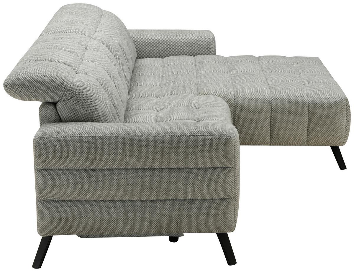 Ecksofa Milano Microfaser Hellgrau, B: 256 Cm - Hellgrau/Schwarz, MODERN, Holz/Textil (256/106cm) - Luca Bessoni