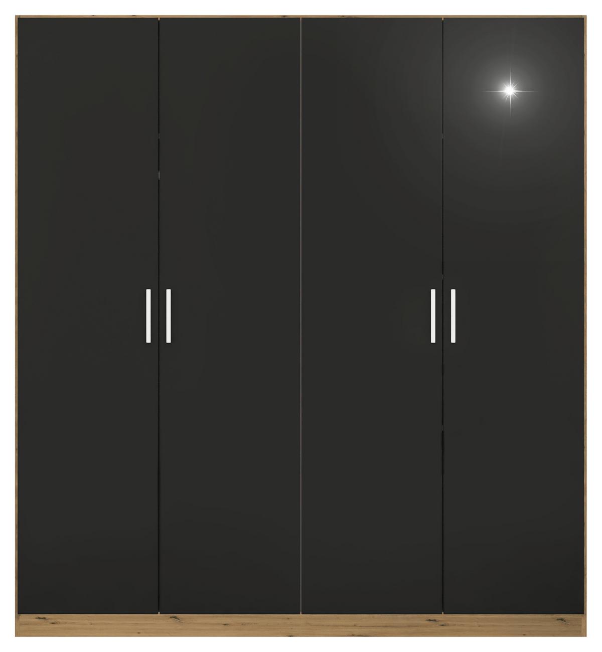 Drehtürnschrank 181 Cm Berlin Eiche Dekor/grau - Eiche Artisan/Grau, MODERN, Holzwerkstoff (181/197/54cm) - Rauch Möbel
