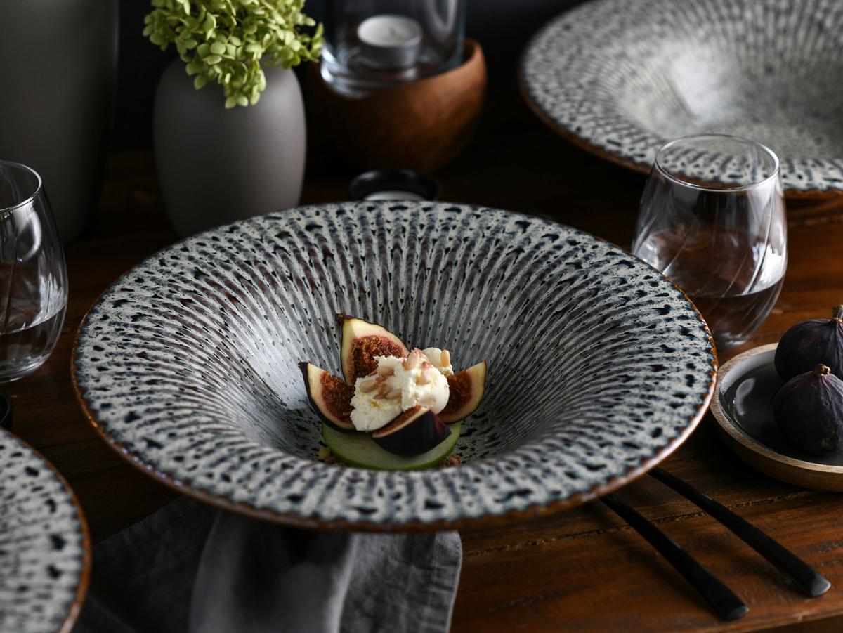 Gourmetteller Allegra Schwarz, Sandfarben Ø 30,5 cm - Sandfarben/Schwarz, Basics, Keramik (30,5/6,5cm) - Creatable