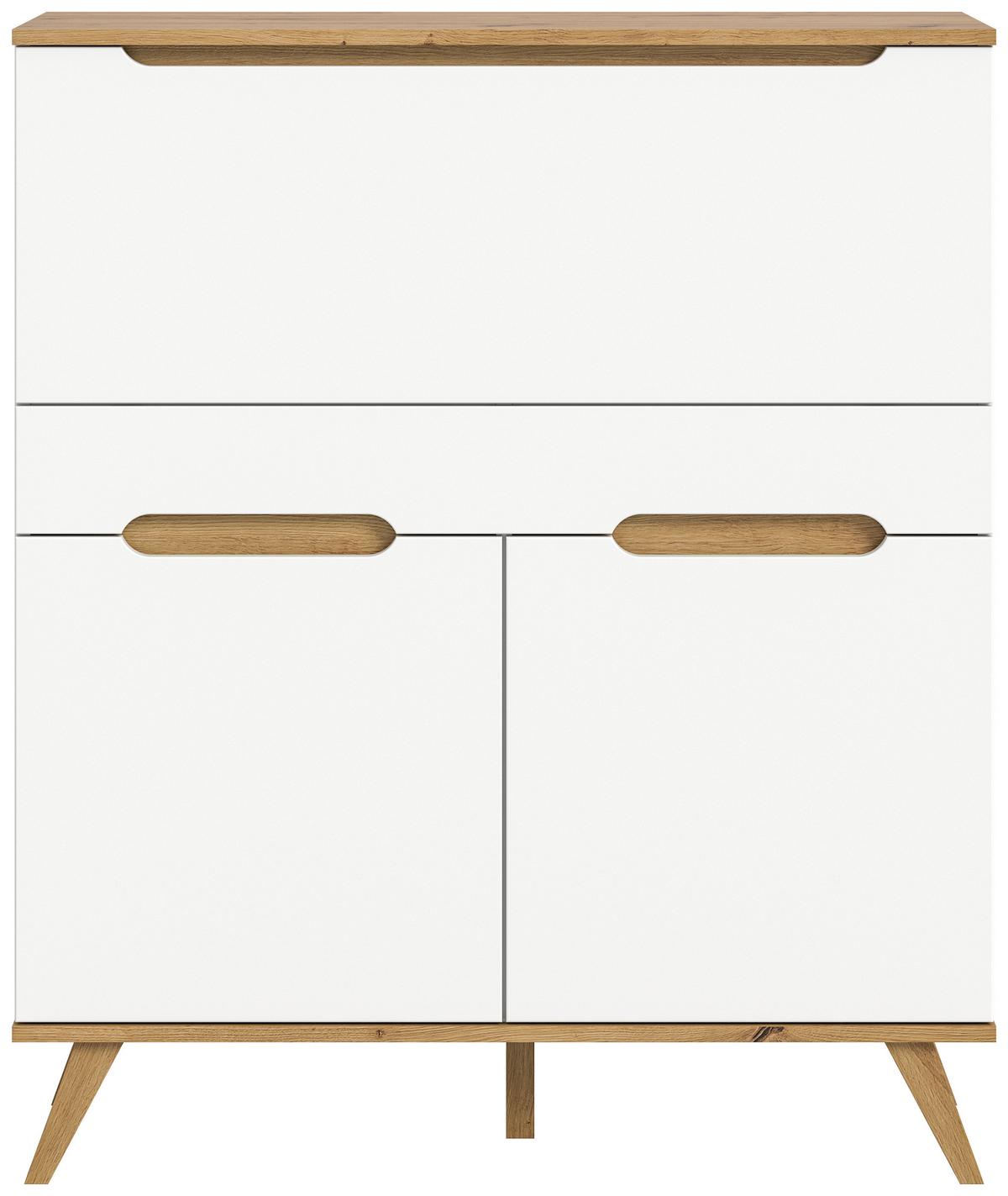 Sekretär Stockholm Eichefarben/Weiß B: 100 cm - Eichefarben/Weiß, Design, Holzwerkstoff (100/118/40cm) - MID.YOU