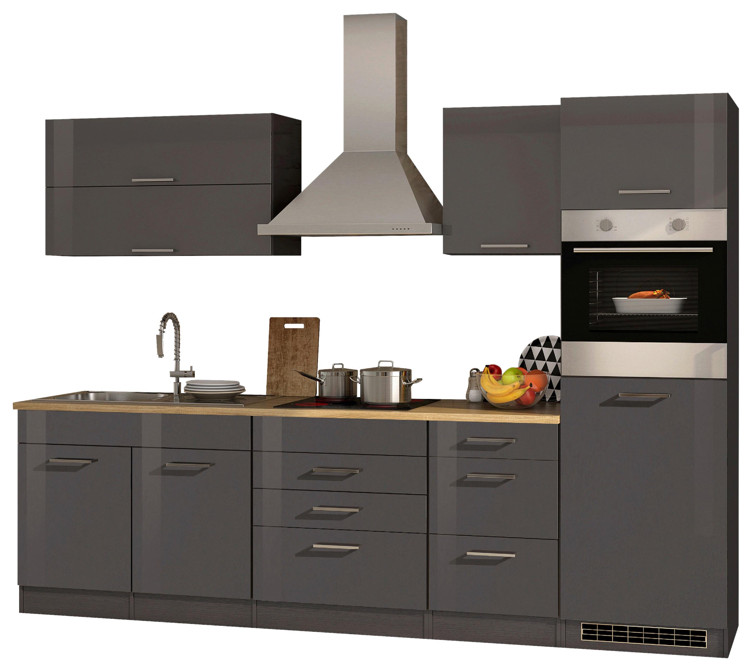 Küchenblock Mailand Graphitfarben B: 290cm - Graphitfarben/Sonoma Eiche, MODERN, Holzwerkstoff (290cm) - Held