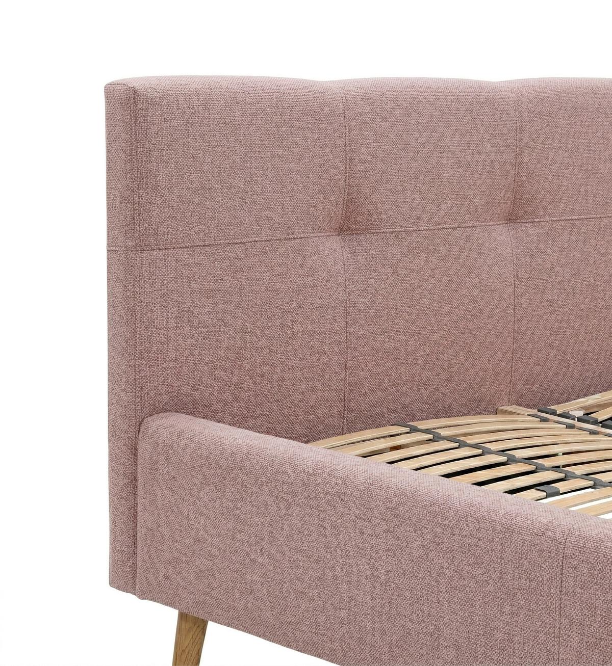 Polsterbett Rossva Lf: 200x200 Rosa - Hellrosa/Eichefarben, MODERN, Holz/Textil (200/200cm) - MID.YOU