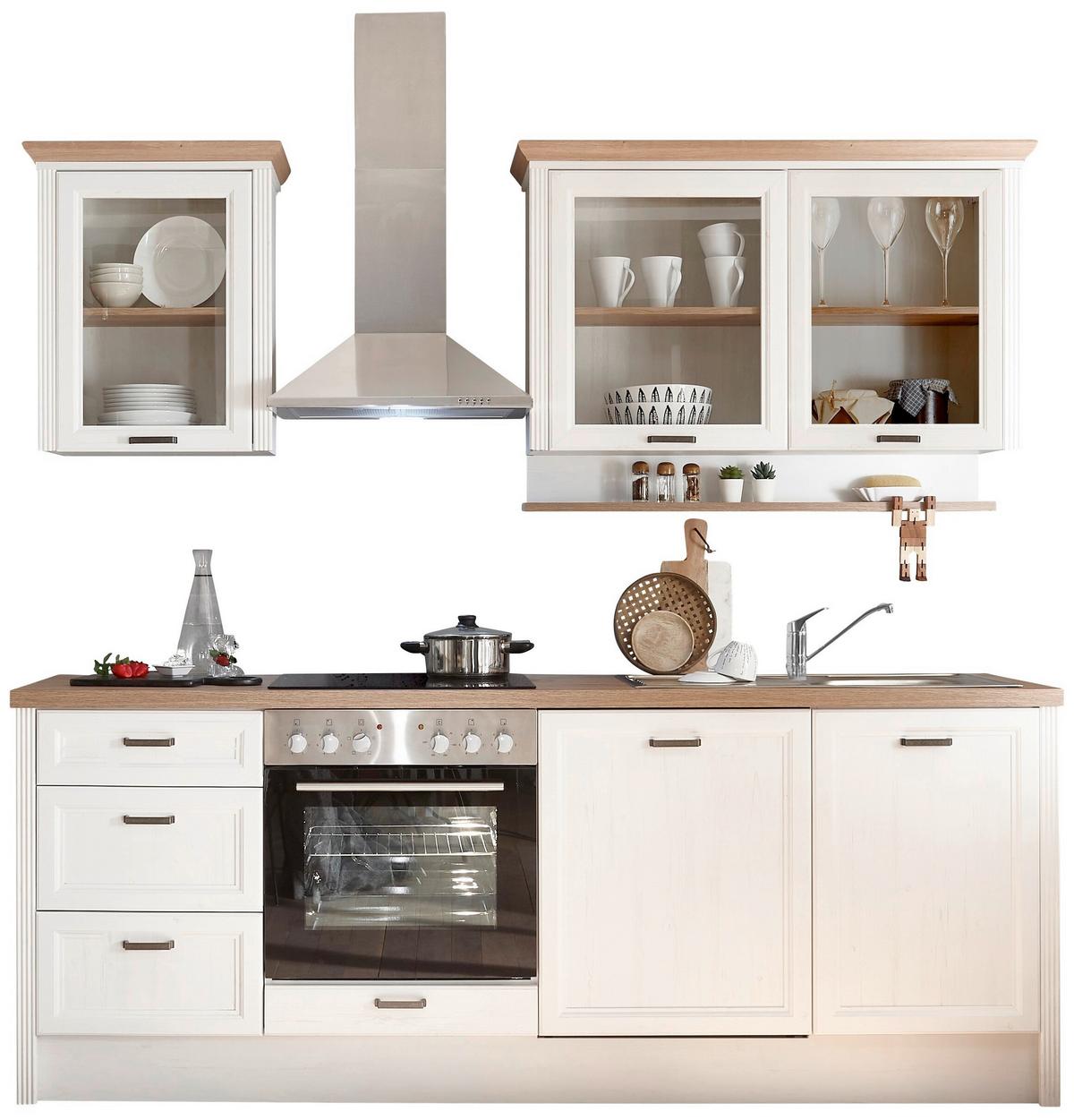 Kuchyňský blok JASMIN bez spotřebičů, šířka 230 cm - barvy pinie/antracitová, Konvenční, kov/kompozitní dřevo (230/228/60cm) - Carryhome