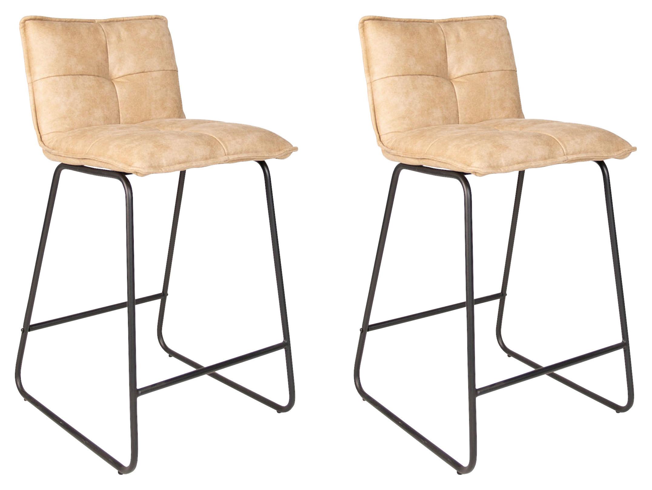 Barhocker-Set Jeremy - Beige/Schwarz, KONVENTIONELL, Textil/Metall (44/87/50cm) - MID.YOU