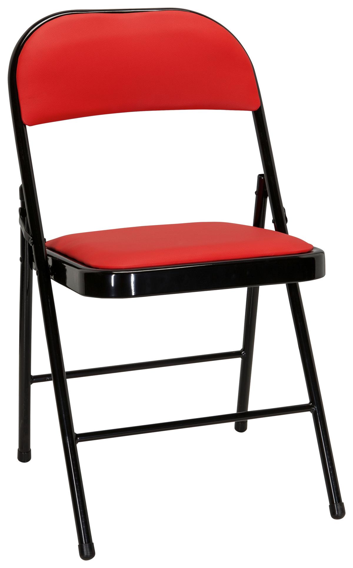 Klappstuhl Tudela Pu Rot/schwarz Lederlook - Rot/Schwarz, Basics, Textil/Metall (44/80/49cm) - MID.YOU