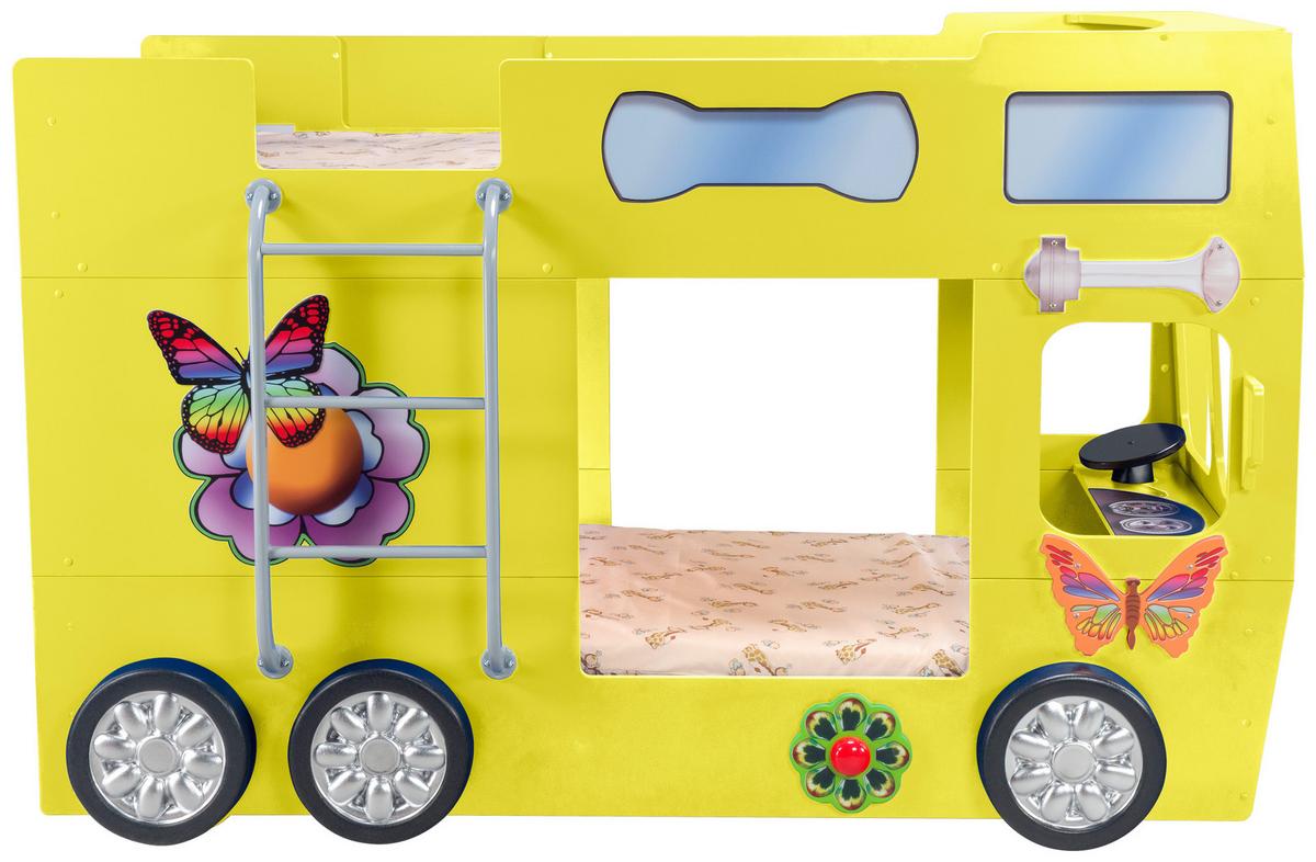 Autobett Happybus Doppeldecker Gelb - Gelb/Weiß, LIFESTYLE, Holz/Holzwerkstoff (90/190cm) - Livetastic